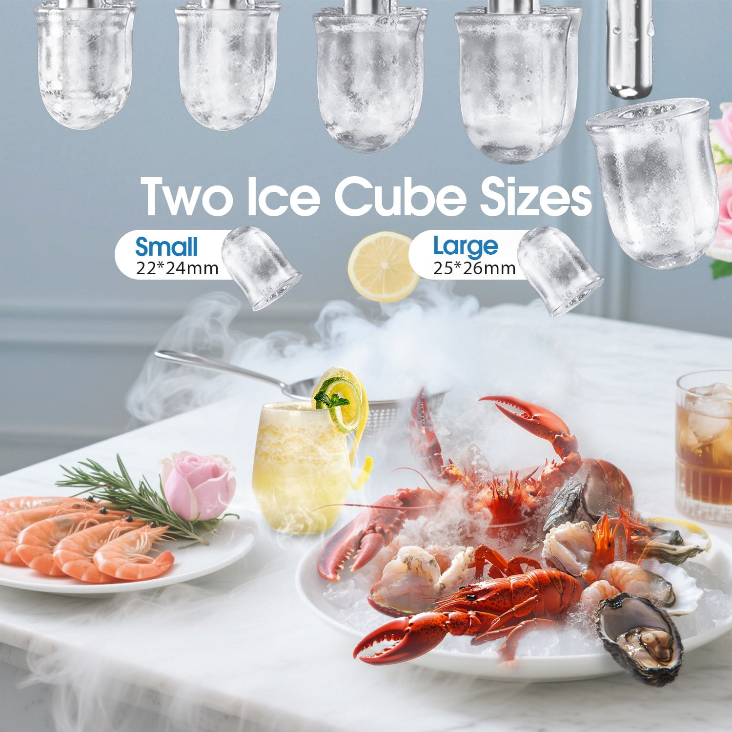 WiFI Smart Ice Maker Machine,35lbs/24H Ice Maker Countertop, Tank Storage 1.3L,Portable Self-Cleaning Ice Maker,APP Control Countertop Fast Ice Maker with Ice Scoop for Home, Camping,Bars,Coffee Shop