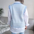 thumbnail image 5 of Fesfesfes Women Sweaters Casual Loose Stripe Splicing Sweater V-neck Sweater Vest or, 5 of 5