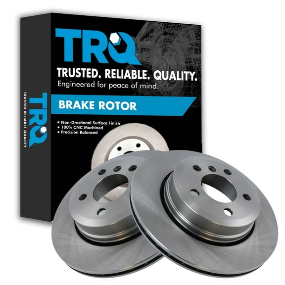 TRQ Rear Brake Rotors Set Solid Fits Select 2004-2010 BMW X3