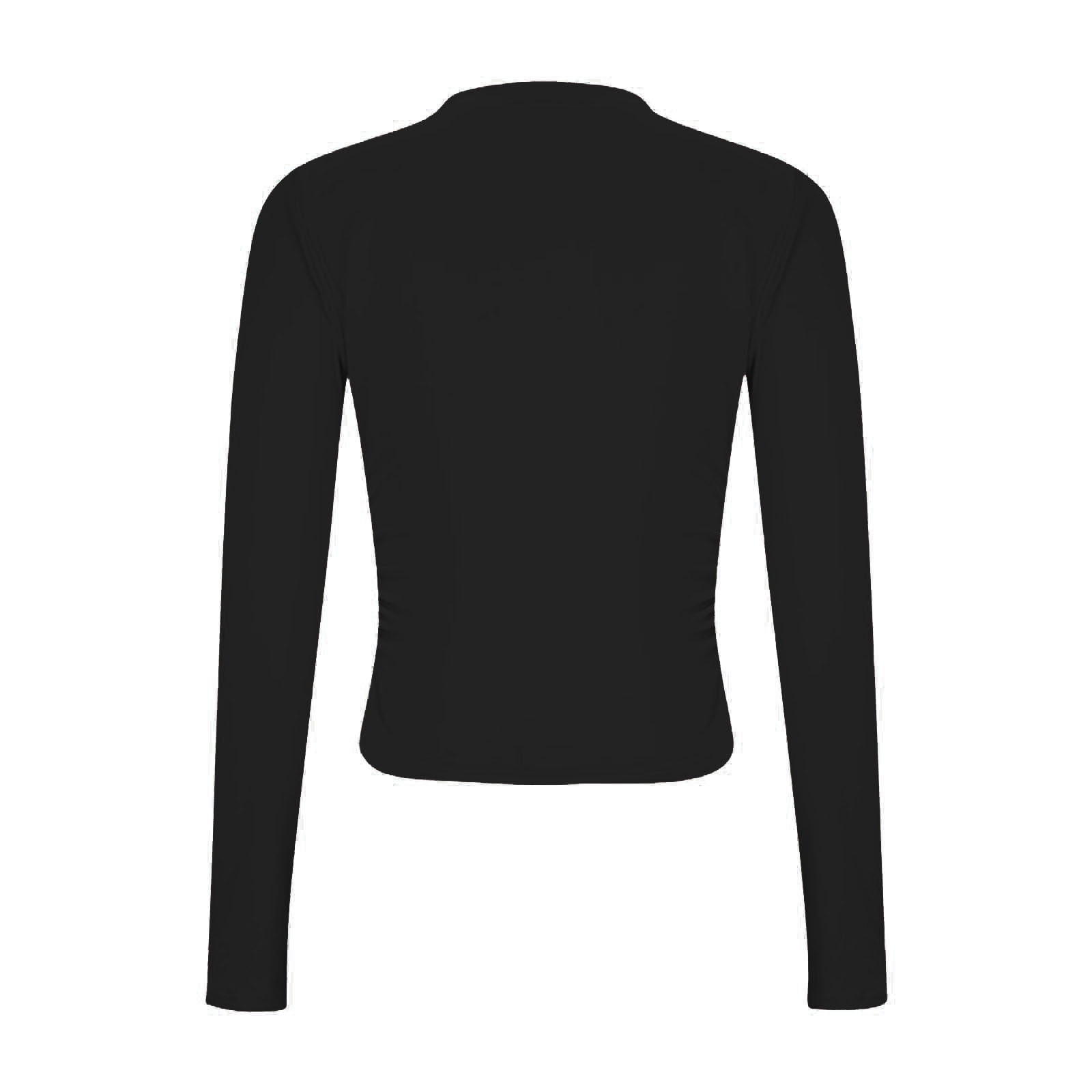 Hzzrkos Women Casual Solid Color Crew Neck Long Sleeve, Black XXL – picture 8