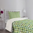 thumbnail image 3 of Ambesonne Plaid Quilted Bedspread Set 2 Pcs, Traditional Argyle Green, Twin Size, Multicolor, 3 of 5