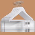 thumbnail image 1 of Perchas de madera Amber Home White, paquete de 30 con barra antideslizante para pantalones, 1 of 7