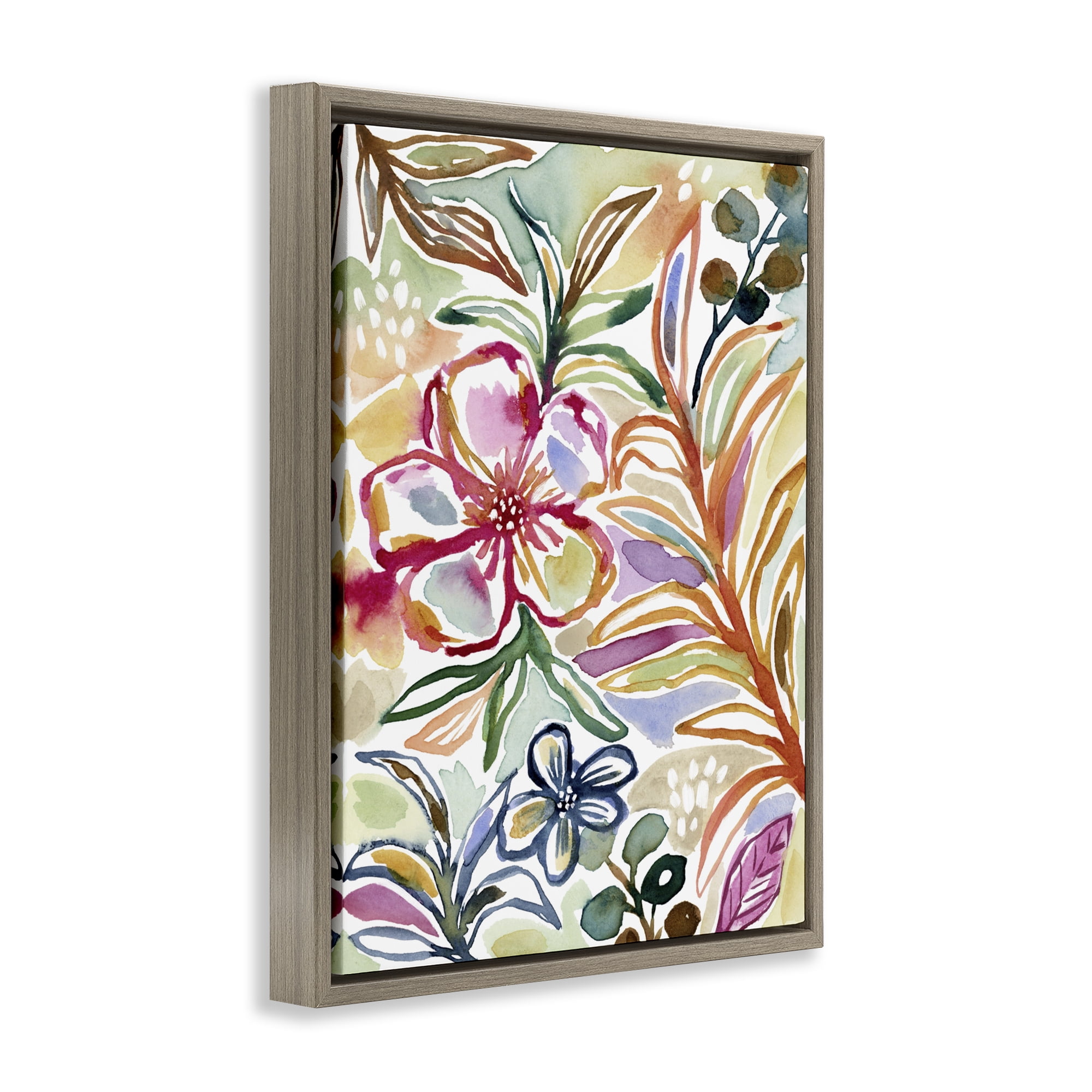Stupell Industries Colorful Garden Impressions Brown Framed Floater Canvas Wall Art, design by Lisa Nohren