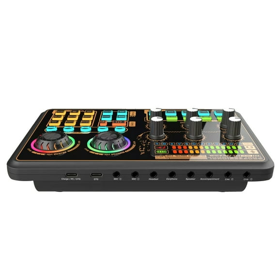 Tarjeta de sonido Mezclador de audio digital multifunción SK600 Tarjeta de sonido externa con conexión inalámbrica BT para computadora, teléfono inteligente, grabación de canciones, transmisión en viv TOMSHOO Tarjeta de sonido