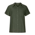 thumbnail image 5 of CHOK T-shirt Blouse à Manches Courtes Irrégulières Col Rond Imprimé Boutons pour Femmes Grande Taille en Solde, 5 of 5