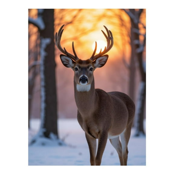 Diamond Art Kit for Adults, Sunlit Deer Winter Forest Scene Diamond Painting for Adults Beginners, DIY Diamond Art Painting Kits, 5D Diamond Painting Crafts for Home Decor 12x16 Frameless