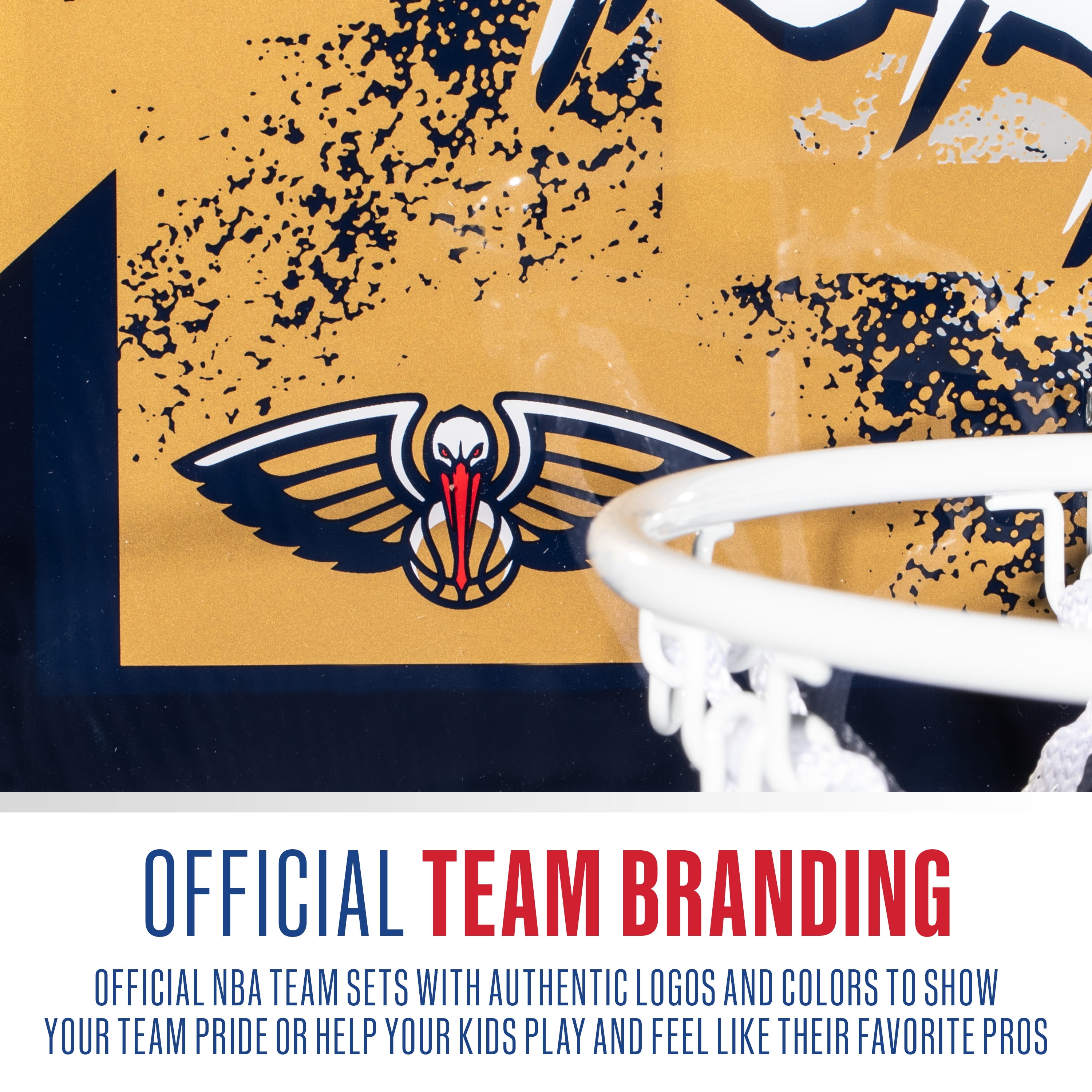 Franklin Sports NBA New Orleans Pelicans Over the Door Basketball Hoop - Kids Indoor Basketball Hoop with Mini Basketball - NBA Fan Shop Mini Hoop for Bedroom + Office - Over the Door Mini Hoop Set