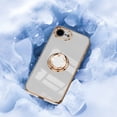 thumbnail image 5 of Electroplated Case for iPhone 16e with Stand & Rotatable Ring Holder, Slim Plating Metal Cover Support Magnetic Car Mount, Rugged Shockproof Protective Case for iPhone 16e, White, 5 of 6