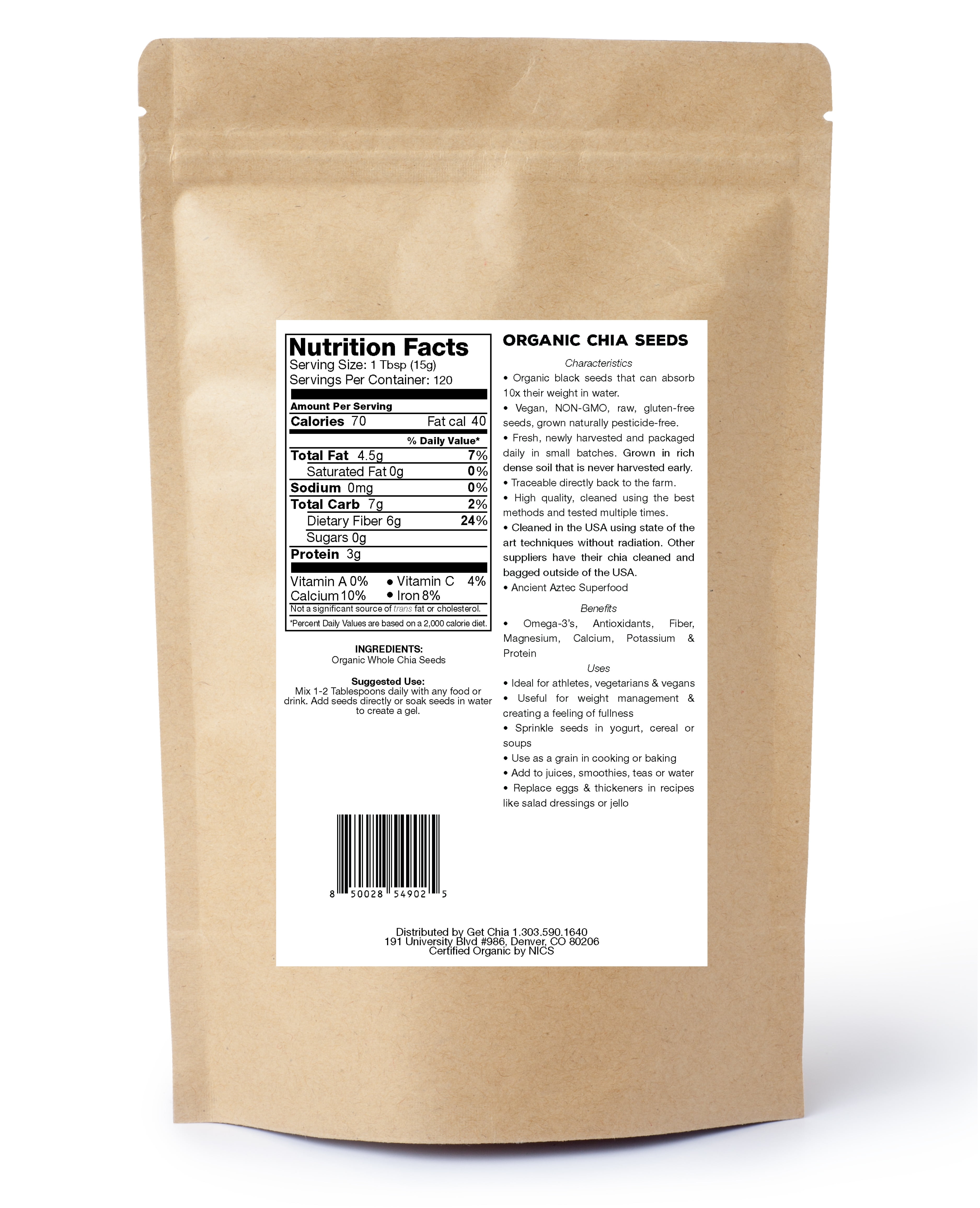 MOCU Certified Organic Black Chia Seeds 4LB