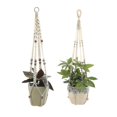 thumbnail image 3 of Set Of 2 Macrame Hanging Baskets Cotton Rope Hanging Basket Flower Pot Plant Holder Hanger For Indoor Outdoor Ceilings, 3 of 5