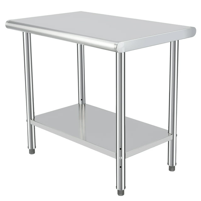 Commercial Stainless Steel Prep Table 48x24 Inch, Heavy Duty Kitchen Workstation with Backsplash & Adjustable Shelf, 500lb Capacity Metal Work Table for Restaurant Food Prep, Garage, Workshop