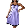 thumbnail image 2 of PInxai Nightgowns for Women with Built in Bras Lace V Neck Spaghetti Straps Chemise Loose Ruched Front Tie Bow Sleepwear Dress, 2 of 9