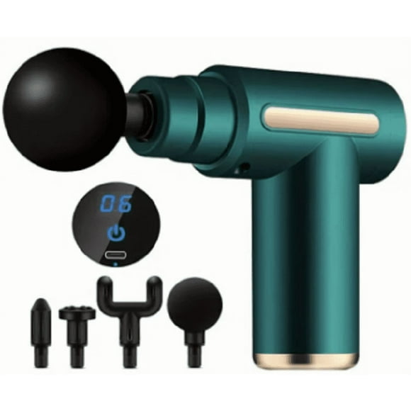 Portable Fascial Massage Gun Electric Percussion Pistol Massager Body Relaxation With LED Touch Screen 4Replaceable Massage Head