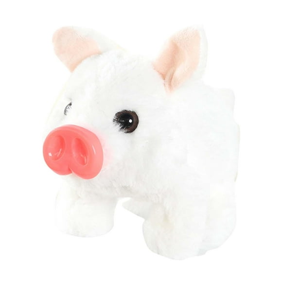 Bunblic Jouet Cochon Électrique Interactif Piglet Animal de Compagnie Doux Réaliste Marchant Piggy Jouet Animal en Peluche pour Filles Enfants Garçons Cadeau de Fête Blanc