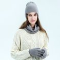 thumbnail image 4 of Hat Scarf Gloves Set Classic Unisex Thermal Gloves Loop Scarf Ribbed Knit Cap, 4 of 10