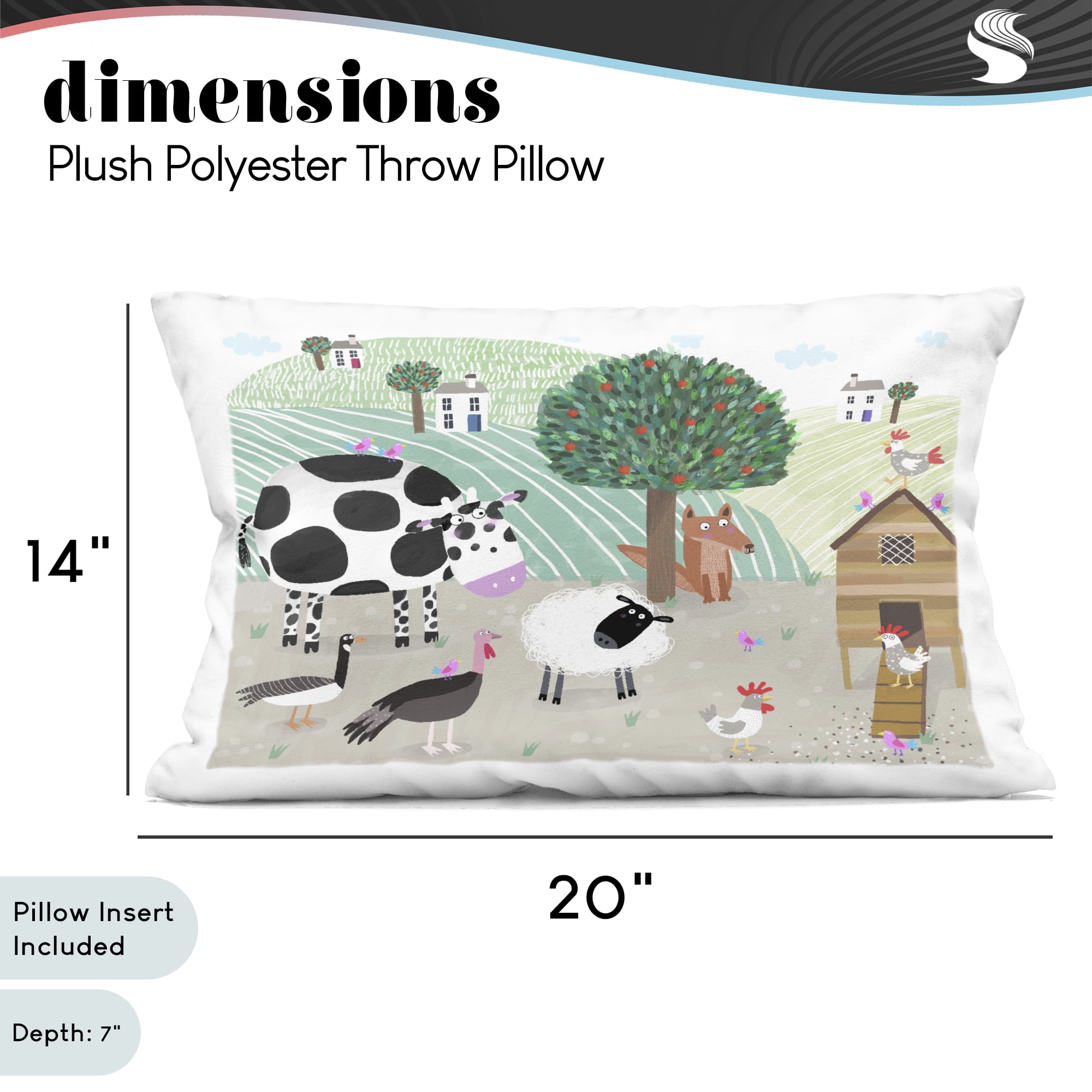 Stupell Industries Down At The Farm Decorative Printed Throw Pillow, design by Carla Daly, 14 x 7 x 20
