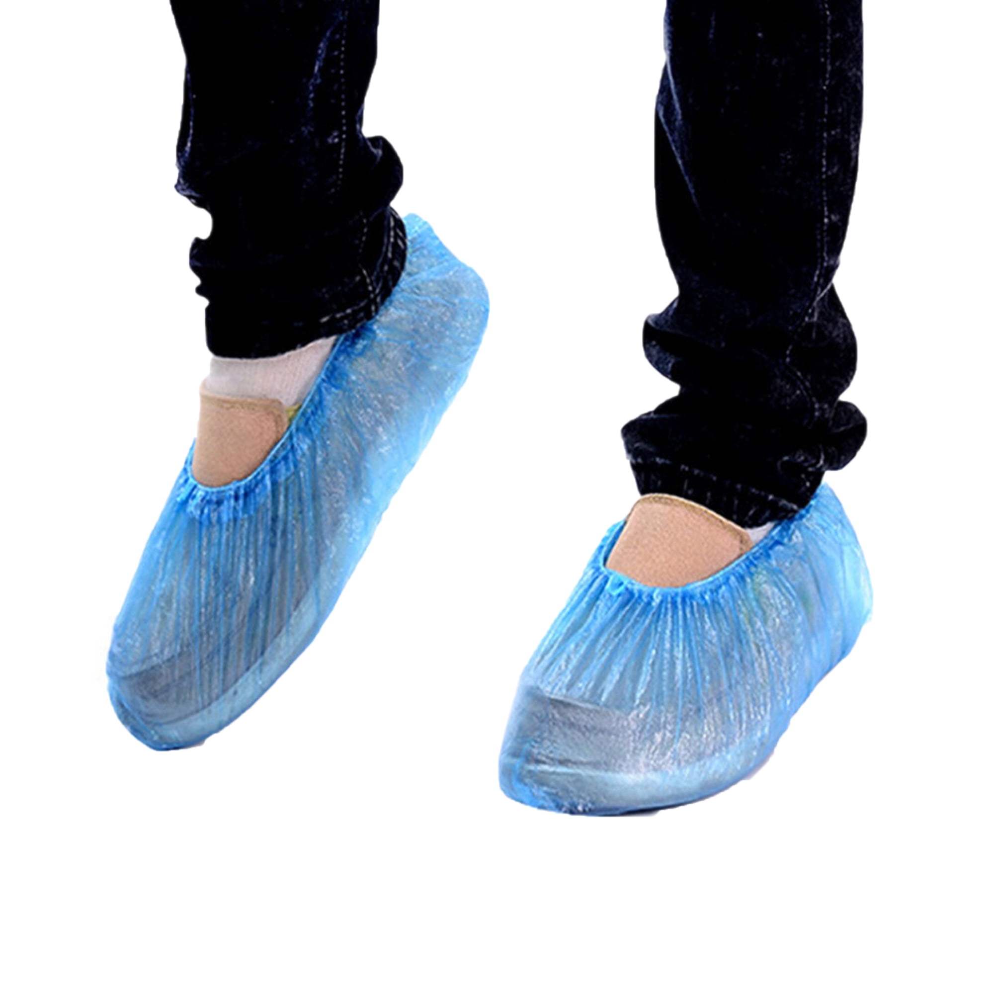 100Pcs/Set Disposable Plastic Shoe Covers Rooms Outdoors Waterproof Rain Boot Carpet Clean Hospital Overshoes Shoe Care Kits Blue 