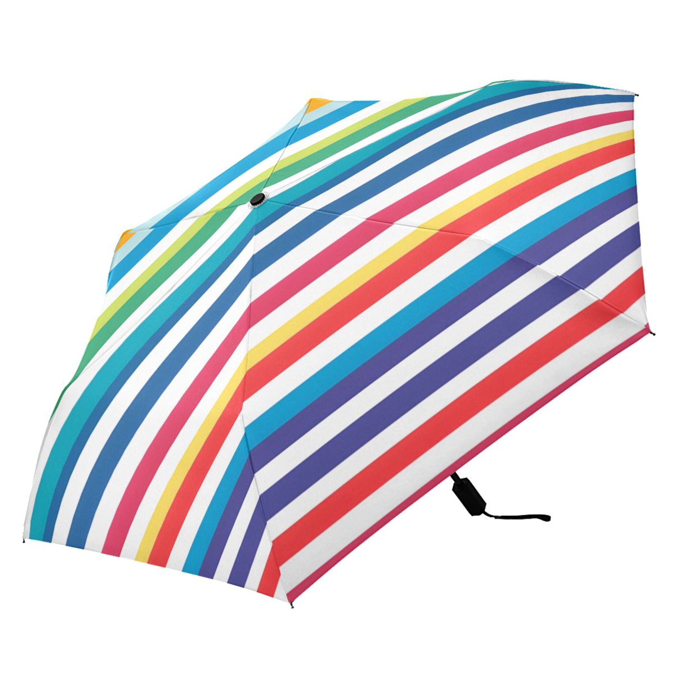 ALAZA Rainbow Stripes UPF 50+ Compact Folding Umbrella for Rain Travel Umbrella Packable