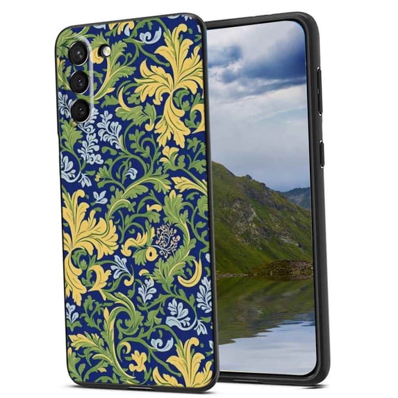 Premium-Bohemian-Swirly-Vintage-Floral-Decorative-William-Morris-Style-19 Phone Case, Degined for Samsung Galaxy S23 Case Men Women, Flexible Silicone Shockproof Case for Samsung Galaxy S23