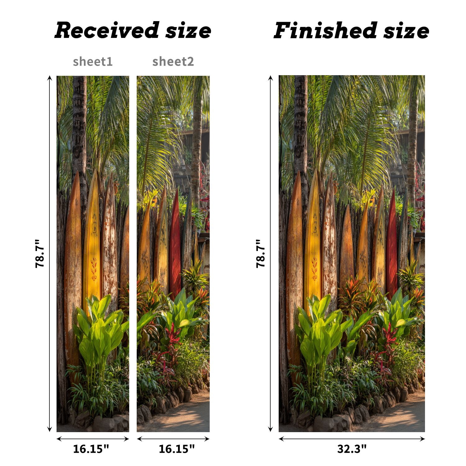 Self Adhesive Vinyl Refrigerator Wrap Set Surfboard fence Maui front Door Mural Removable Fridge Sticker Peel and Stick&nbsp;Full Door Cover Decal Kitchen Bar Decor