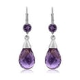 thumbnail image 2 of Gem Stone King 925 Sterling Silver Briolette Amethyst Drop Earrings for Women (10.00 Cttw, Gemstone Birthstone, 8X12MM), 2 of 6