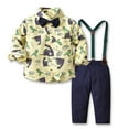thumbnail image 2 of YTDSCS Baby Kids Boys Formal Outfit Toddler Infant Boys Long Sleeves Gentleman Set 6 Months -10 Years Dinosaur Print Shirt+Suspender Pants+Bow Tie Wedding Suit, 2 of 9