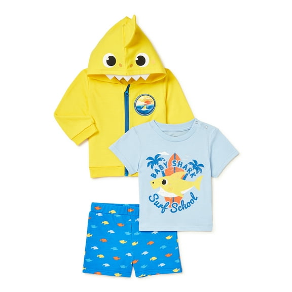 Baby Shark Baby Boy Cosplay Hoodie, T-Shirt & Shorts Outfit Set, 3-Piece, Sizes 0/3-24 Months