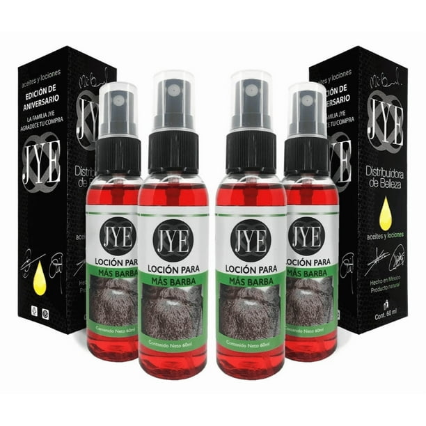 4 BOTELLAS LOCIÓN PARA EL TRATAMIENTO DE BARBA, BIGOTE, CABELLO Y CEJAS.