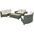 thumbnail image 3 of 8-Piece Outdoor Wicker Round Sofa Set, Half-Moon Sectional Patio Sofa Set, Curved Sofa Set With Rectangular Coffee Table, PE Rattan Water-resistant and UV Protected, Movable Cushion, Beige, 3 of 9