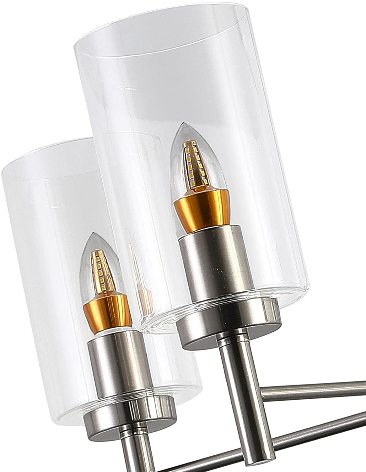 MONIPA 5 Light Chandeliers Contemporary Modern Clear Glass Shades Pendant Light Fixtures Adjustable Wire Lights Brushed Polished Nickel Pendant Lighting