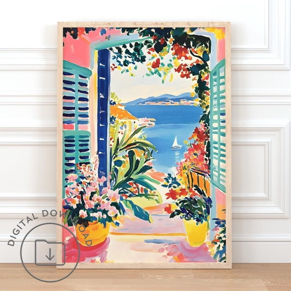 Matisse Open Window Painting Wall Art Print Trendy Matisse Poster Abstract Coastal Print Beach House Decor Maximalist Mediterranean Art UNFRAMED PAPER POSTER, Home Decor, Living Room Dercor
