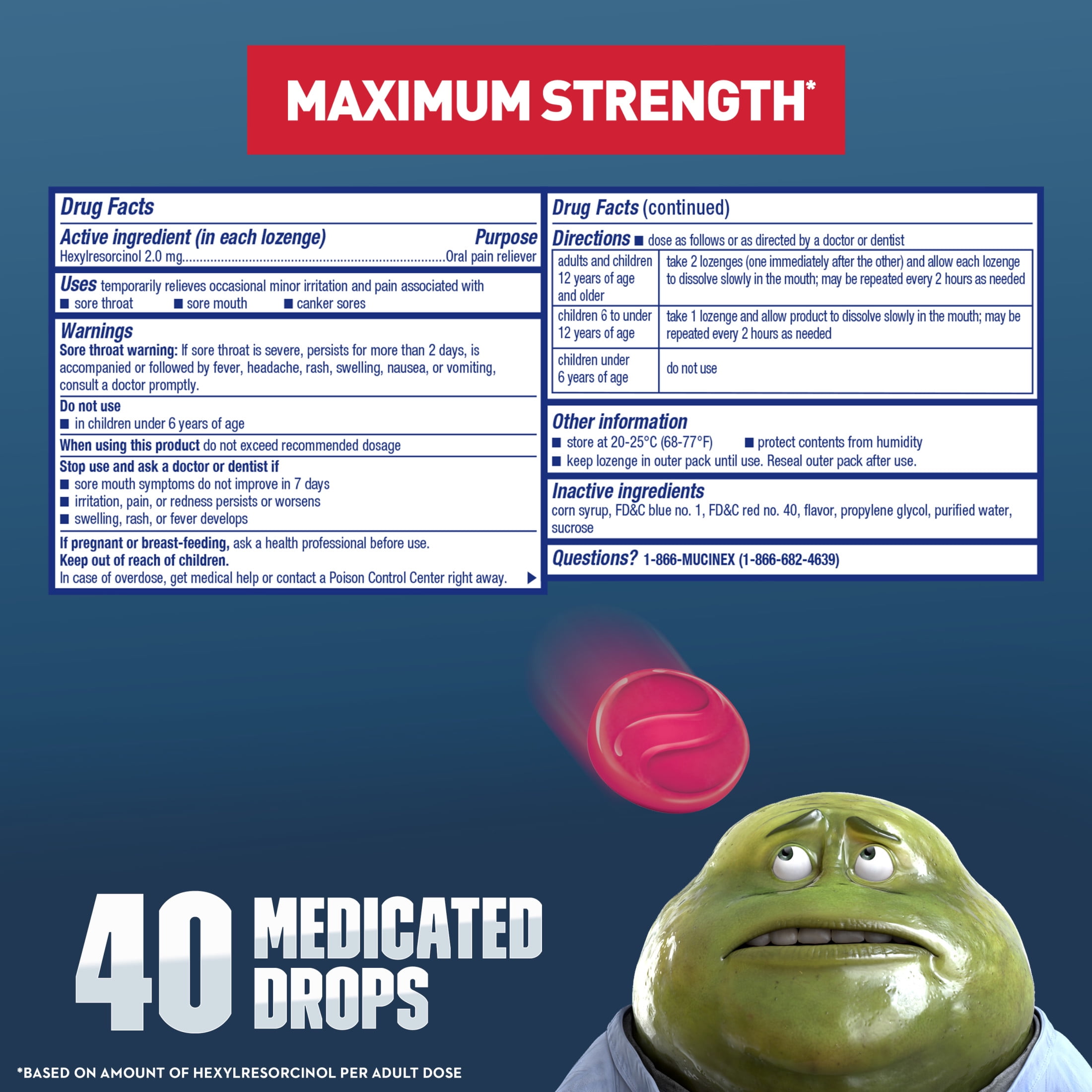 Mucinex Instasoothe Sore Throat Lozenges, Elderberry & Cherry Flavor, 40 Count, Medicated Throat Drops, FSA/HSA Eligible