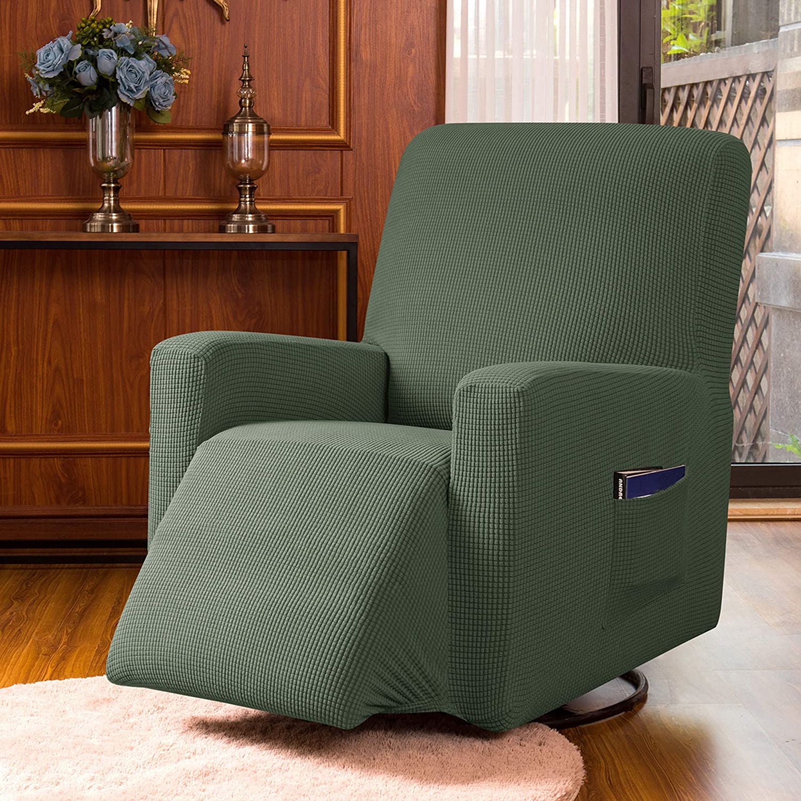 Stretch Recliner Chair Slipcover, 1-Piece Soft Armchair Cover Washable Sofa Cover Non Slip