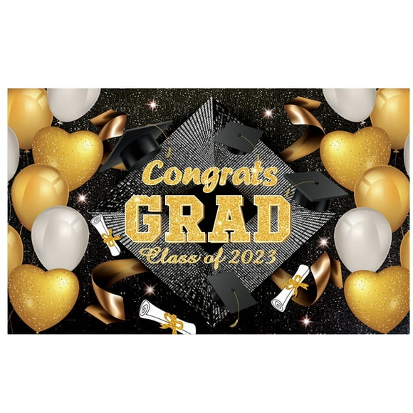 Dainzusyful Classroom Decor Tools Extralarge Congrats Grad Banner 180X110 Cm | Graduation Party Decorations 2023 Black And Gold | Graduation Banner 2023 | Graduation Clof 2023 | Red 2023 Graduatio