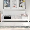 thumbnail image 2 of Wood Daybed Twin with Trundle , Twin Size Daybed Frame Sofa Bed with Trundle /Twin Bed Frame, No Box Spring Needed (Trundle White), 2 of 7