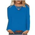 thumbnail image 1 of Timegard Hauts Grande Taille pour Femmes Col en V T-Shirts Unis Automne Décontracté Confortable Manches Longues, 1 of 5