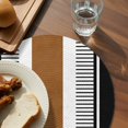 thumbnail image 3 of Modern Brown Black Round 13 Inch Placemats Set of 6, Boho Contemporary Geometric Striped HeatResistant Non Slip Place Mats for Dining Table, Wipeable Braided Kitchen Table Mats for Housewarming, 3 of 9