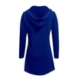 thumbnail image 4 of Hoodies for Women Drawstring Zipper Long Jacket Top Pocket Hooded Long Sleeve Solid Print for Casual Wear Sweatshirts for Women Blue XXL, 4 of 5