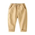 thumbnail image 2 of Resicozy Toddler Baby Boys Cargo Pants Joggers Sweatpants Stretch Pants with Pocket Front Buttons School Uniform Hiking Trousers 2-8 Years Khaki 110, 2 of 7