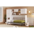 thumbnail image 6 of Twin Size Murphy Bed With Open Shelves And Storage Drawers,Built-In Wardrobe And Table, White, 6 of 9
