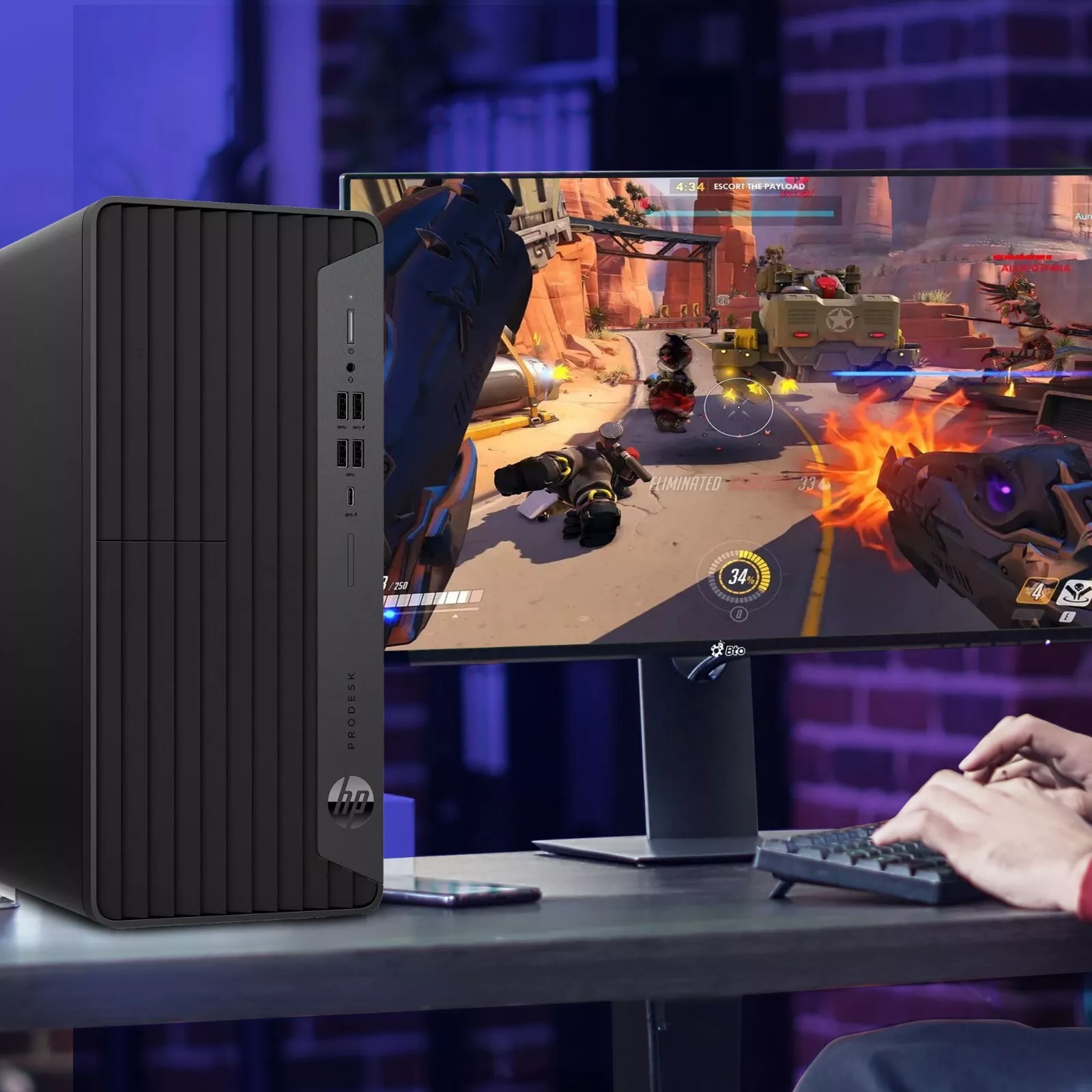Restored Gaming HP ProDesk G6 Desktop Tower PC, Intel Core i5 10th Gen. 32GB RAM, 1TB SSD + 1TB HDD, NVIDIA GeForce GTX 1050 Ti, New 24" Monitor, RGB KB & Mouse, Wi-Fi, Windows 11 Pro (Refurbished)