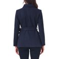 thumbnail image 3 of INSPIRE CHIC Women's Short Pea Coat Winter Warm Peter Pan Collar Double Breasted Belted Overcoat Jacket Slim Fit Work Outerwear XS Navy Blue, 3 of 6