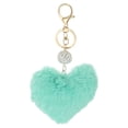 thumbnail image 1 of Llavero de pom pom de piel sintética Uxcell, llavero de bola esponjosa artificial, encanto de corazón de peluche verde, 1 of 6