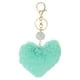 thumbnail image 1 of Llavero de pom pom de piel sintética Uxcell, llavero de bola esponjosa artificial, encanto de corazón de peluche verde, 1 of 6