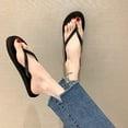 thumbnail image 6 of XIMIN Vegan Leather Flip Flops for Women Footwear - Memory Foam Flats Sandals for Women 2025 - Lightweight Sandals Summer Beach Essentials Slides (8, Black), 6 of 7
