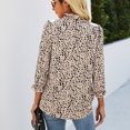 thumbnail image 1 of Frill Trim Stand Collar Shirt Printed Tops Ruffle Sleeve Printed Tops Casual 3/4 Sleeve Shirt 3/4 Sleeve Printed Blouse Women Fashionable Frill Trim Stand Collar Keyhole Back Shirt Anggrek Otros, 1 of 6
