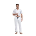 thumbnail image 6 of MAYFISH 100% Cotton Men's Sleepwear Short Sleeve Top and Long Pants Pajama Set Summer Breathable Pjs with Pockets (White,M), 6 of 7
