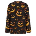 thumbnail image 6 of Yuaguia Women Halloween Pumpkin Face Print Long Sleeve T-Shirt, Spooky Side Split Crewneck Casual Autumn Fall Top for Daily Wear, Work, and Holiday Parties, Black 3XL, 6 of 6