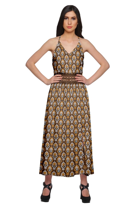 WoMen's Spaghetti Strap Side Slit Dress Plus Size Printed Clothing