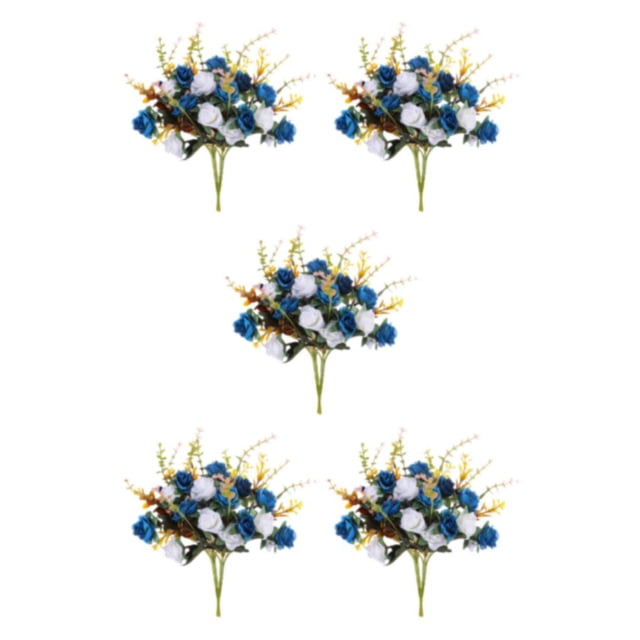 Ruiboury 1/2/3/5 2pcs/set Artificial Flowers Multi-color Optional Fine Workmanship Safety Table Decorations blue and white 5PCS